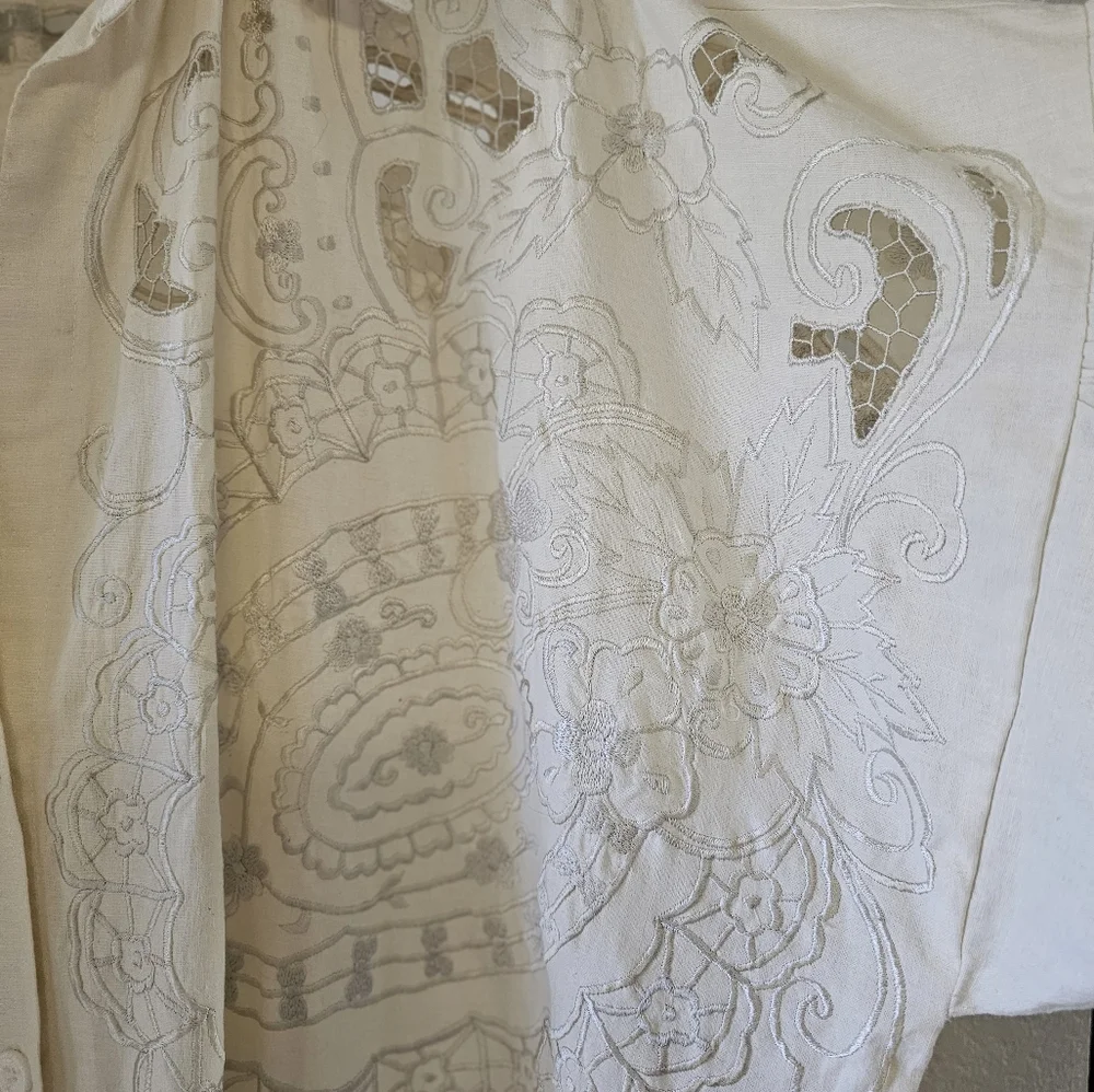 Free People Embroidery Oversized Button Front Kaftan Lace Dress NWOT
